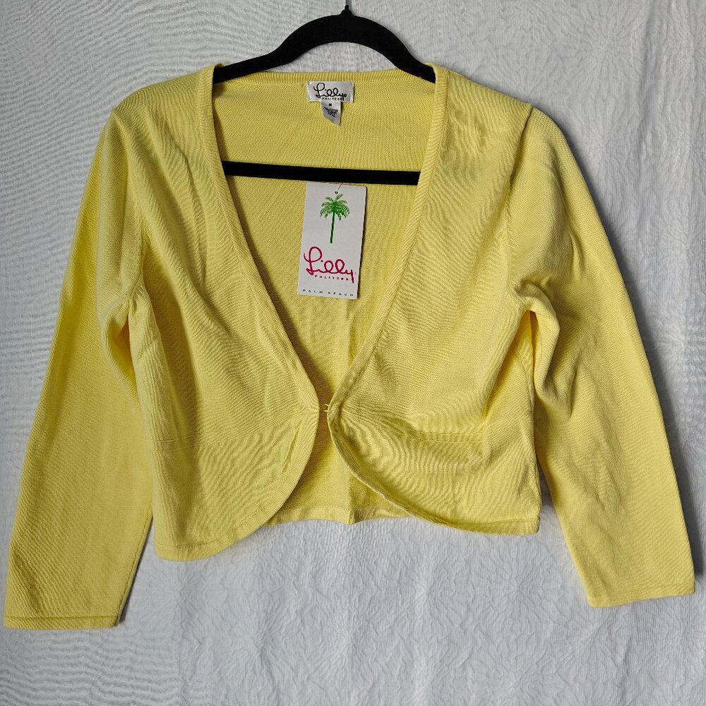 Vintage LILLY PULITZER Open Front Cardigan Shrug Yellow Size Medium NWT